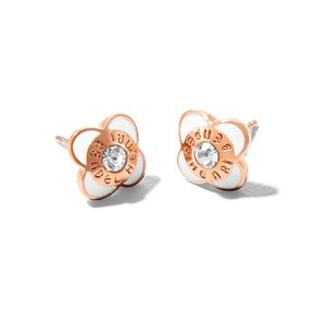 Henri Bendel White Rose Gold Petal Stud Earring